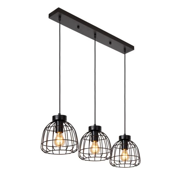 Lucide FILOX - Pendant light - 3xE27 - Black - detail 4